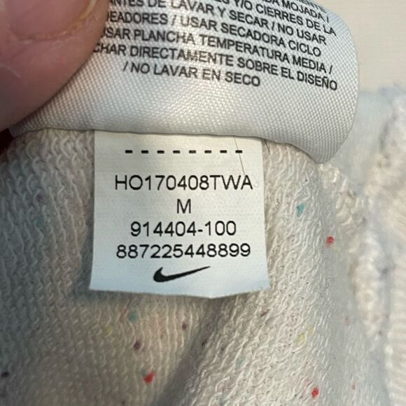 Vintage Nike Funnel Neck Hoodie Sweatshirt Ivory Confetti French Terry Knit M - Picture 9 of 9
